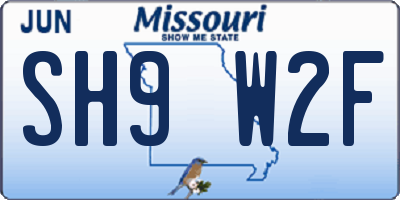 MO license plate SH9W2F
