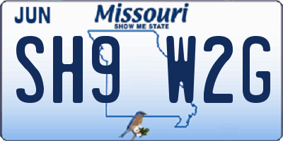 MO license plate SH9W2G