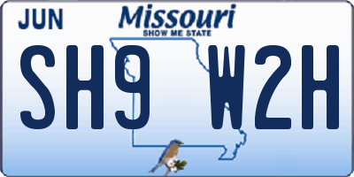 MO license plate SH9W2H
