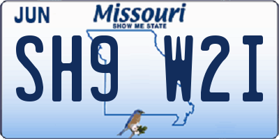 MO license plate SH9W2I