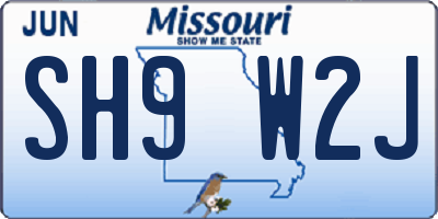 MO license plate SH9W2J
