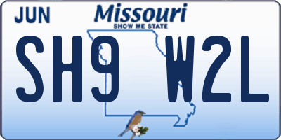 MO license plate SH9W2L
