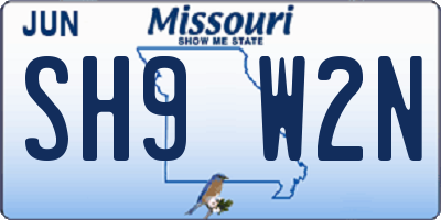 MO license plate SH9W2N