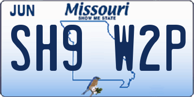 MO license plate SH9W2P
