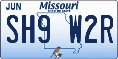 MO license plate SH9W2R
