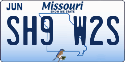 MO license plate SH9W2S