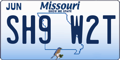 MO license plate SH9W2T