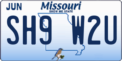 MO license plate SH9W2U