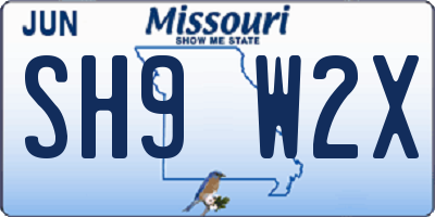 MO license plate SH9W2X