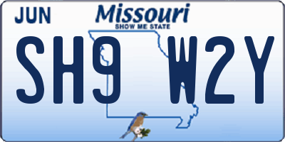 MO license plate SH9W2Y