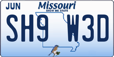 MO license plate SH9W3D