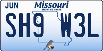 MO license plate SH9W3L