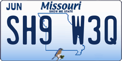 MO license plate SH9W3Q