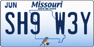 MO license plate SH9W3Y