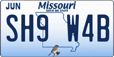 MO license plate SH9W4B