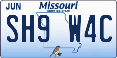 MO license plate SH9W4C