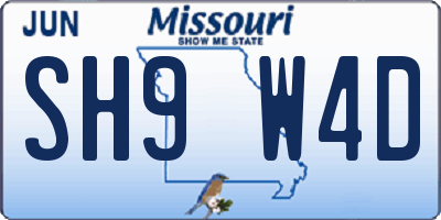 MO license plate SH9W4D