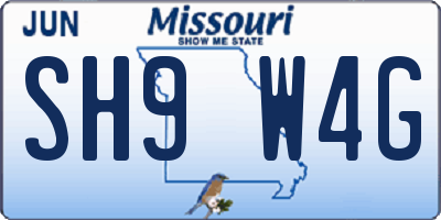 MO license plate SH9W4G
