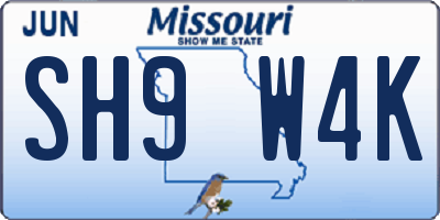 MO license plate SH9W4K