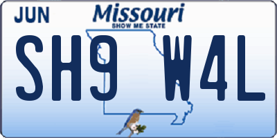 MO license plate SH9W4L