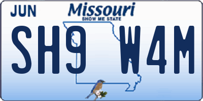 MO license plate SH9W4M