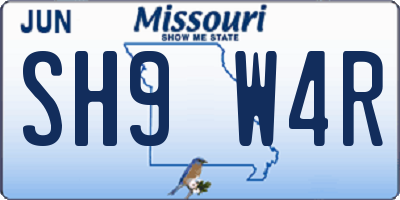 MO license plate SH9W4R