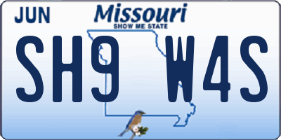 MO license plate SH9W4S
