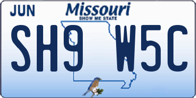 MO license plate SH9W5C