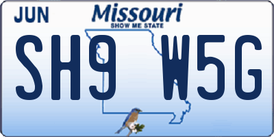 MO license plate SH9W5G