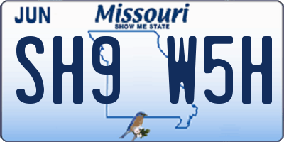 MO license plate SH9W5H