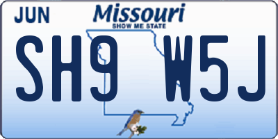 MO license plate SH9W5J