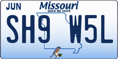 MO license plate SH9W5L
