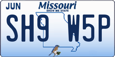 MO license plate SH9W5P