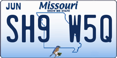 MO license plate SH9W5Q