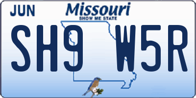 MO license plate SH9W5R