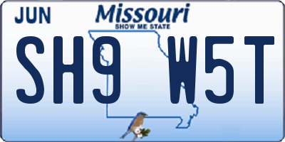 MO license plate SH9W5T