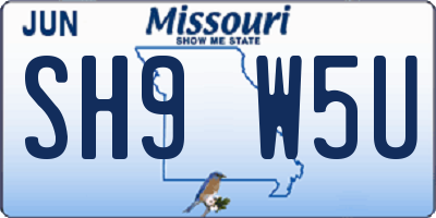 MO license plate SH9W5U