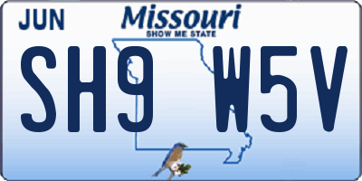 MO license plate SH9W5V