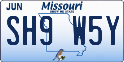 MO license plate SH9W5Y