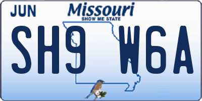 MO license plate SH9W6A