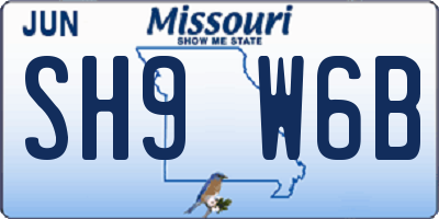MO license plate SH9W6B