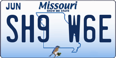 MO license plate SH9W6E