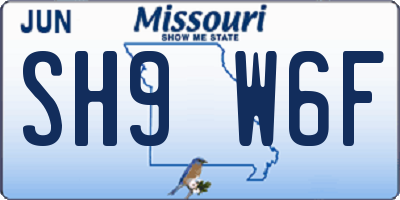 MO license plate SH9W6F
