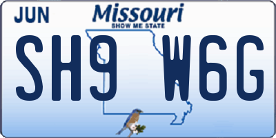 MO license plate SH9W6G
