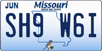 MO license plate SH9W6I