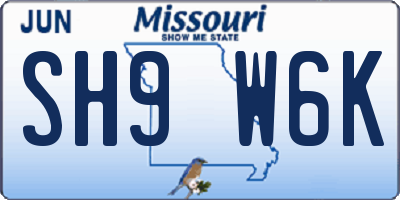 MO license plate SH9W6K