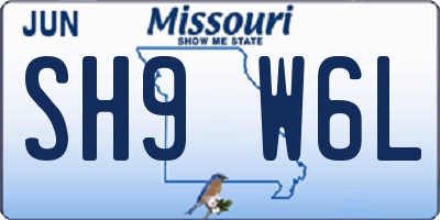 MO license plate SH9W6L