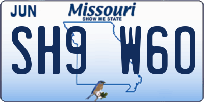 MO license plate SH9W6O