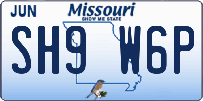 MO license plate SH9W6P