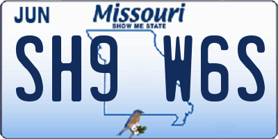 MO license plate SH9W6S